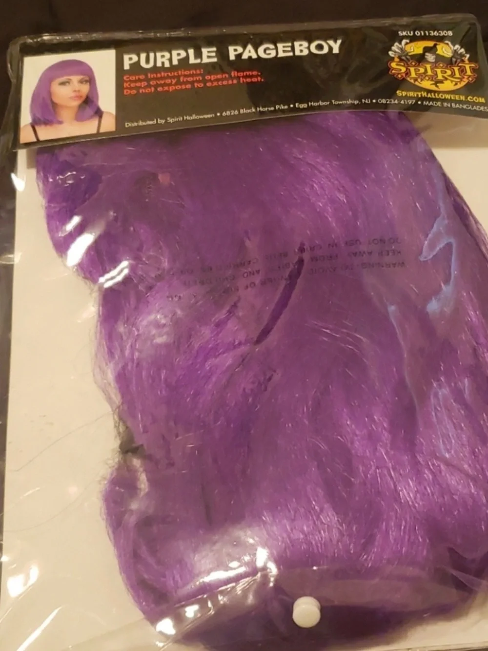 Spirit Bold Purple Pageboy Synthetic Wig with Blunt Bangs